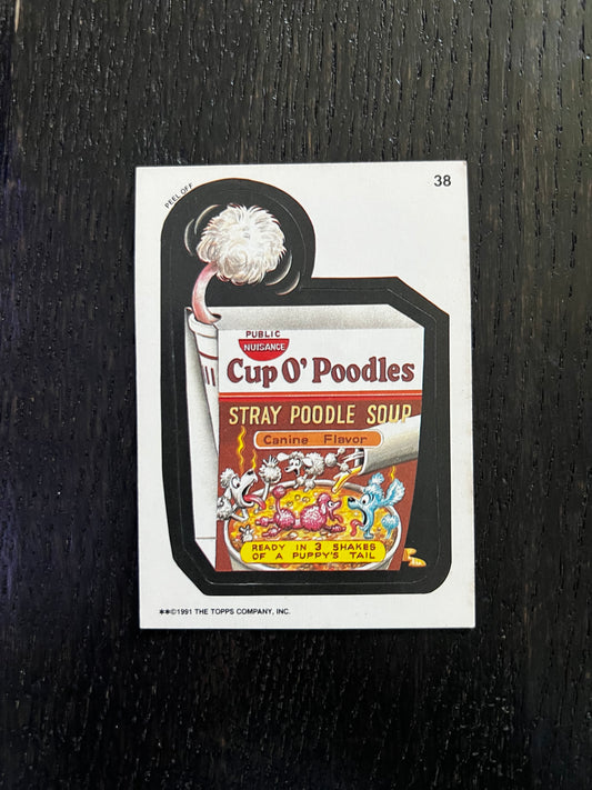 Topps Wacky Packages Cup O'Poodles Sticker #38 (1991) GD/VG