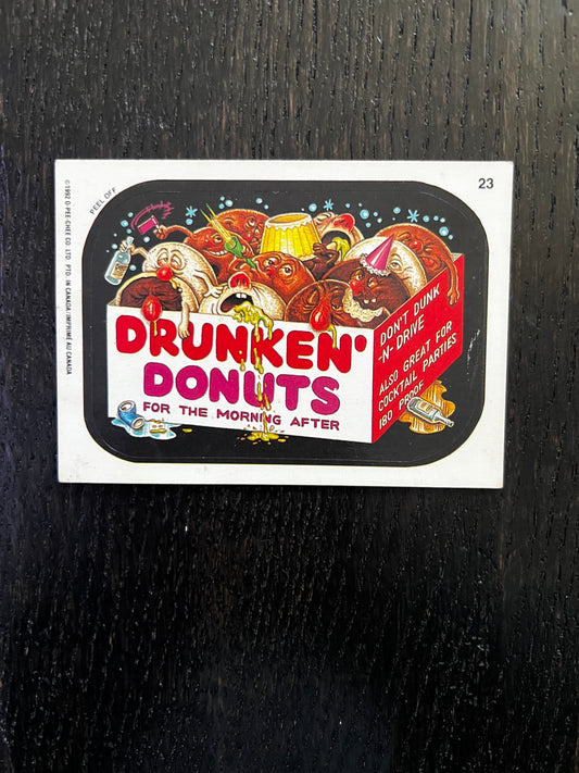 Topps Wacky Packages Sticker Drunken' Donuts #23 (1992) FR/GD