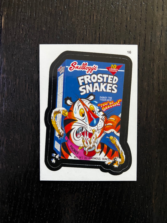 Topps Wacky Packages Sticker Frosted Snakes #16 (2004) GD