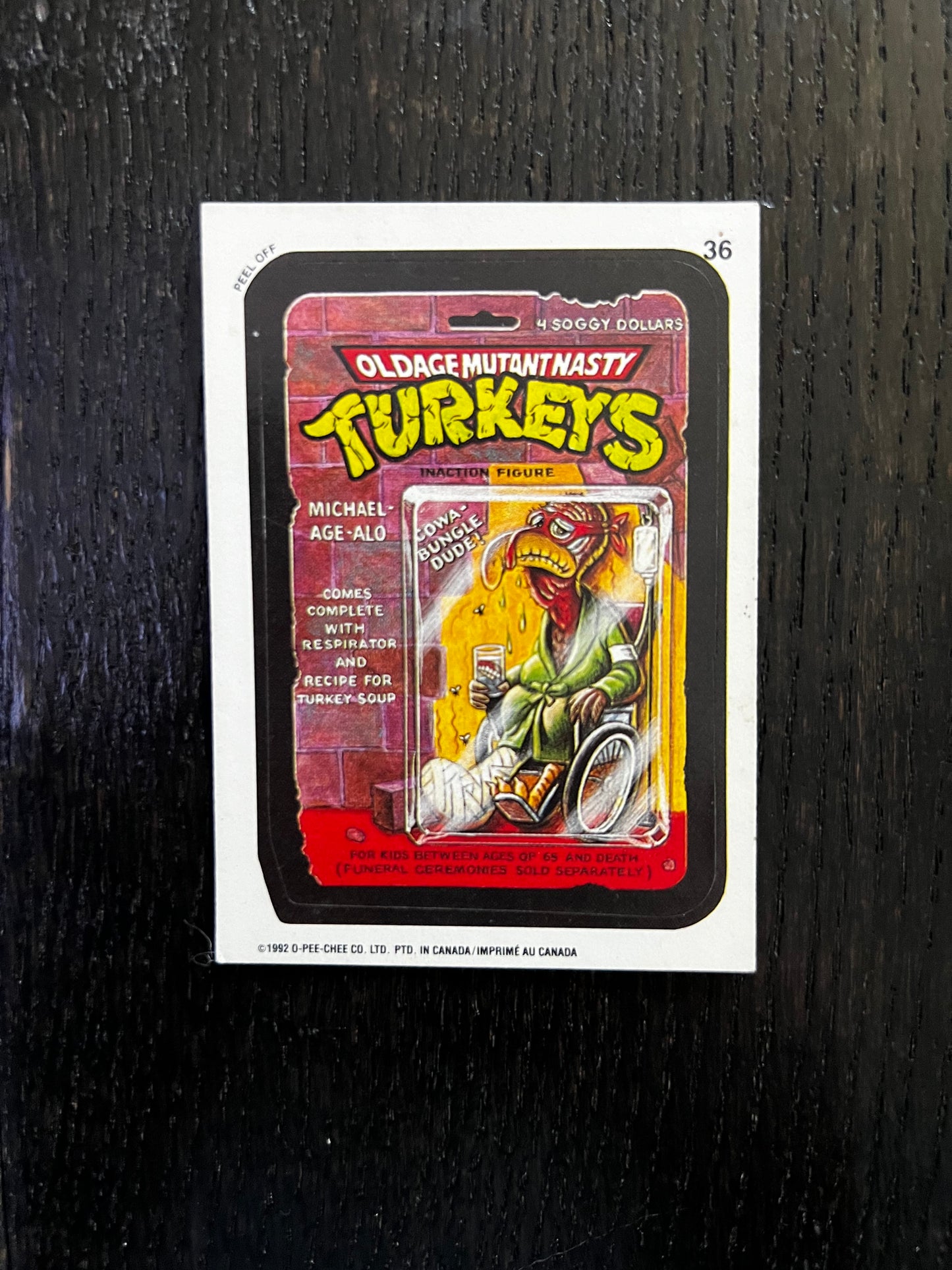 Topps Wacky Packages Sticker Oldage Mutant Nasty Turkeys #36 (1991) GD/VG